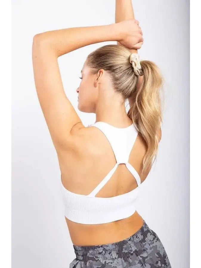 Ribbed Triangle Back Sports Bra