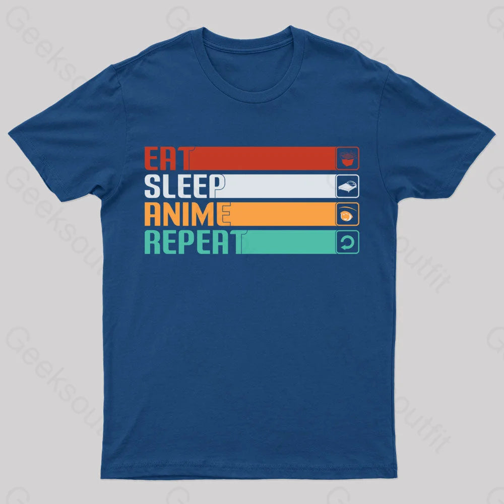 Eat Sleep Anime Repeat Nerd T-Shirt