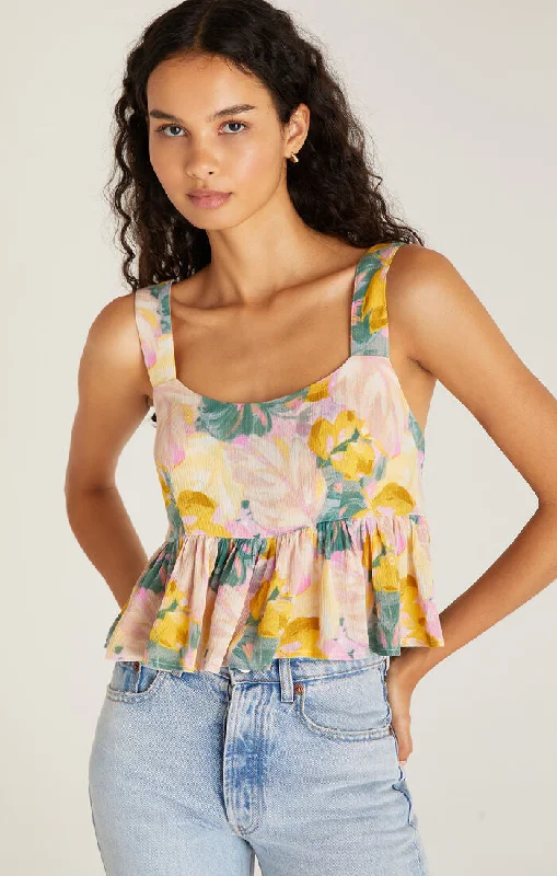 Floral Palm Crop Tank