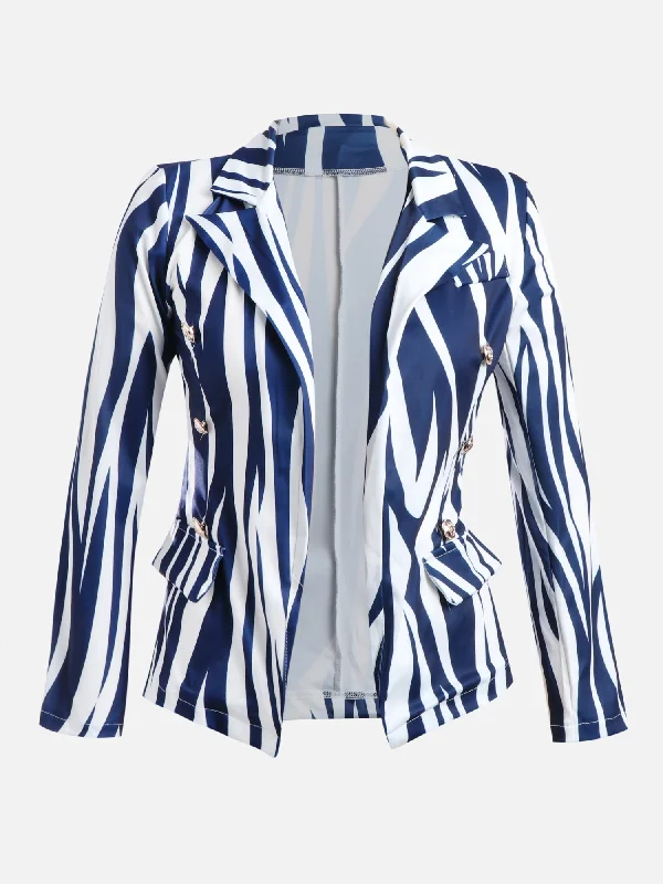 Cal Blue Zebra Printed Blazer