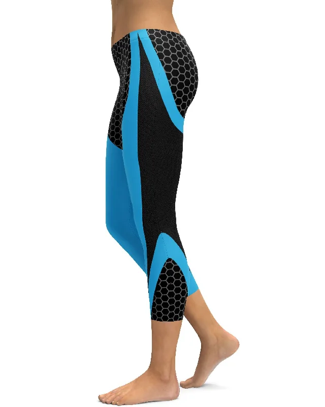 Blue Honeycomb Carbon Capris