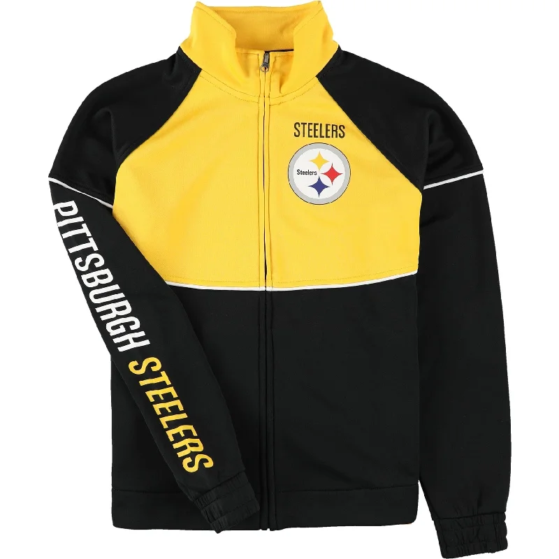 G-III Sports Womens Pittsburgh Steelers Track Jacket Sweatshirt, Black, Small