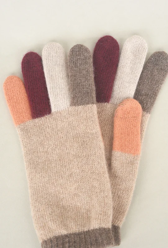 Multi Color Finger Wool/Cash Glove, Beige