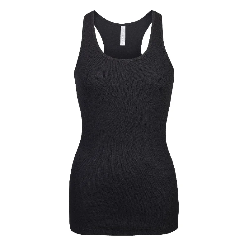 LADIES COTTON RIBBED KNIT RACERBACK TANK TOP (TT300)