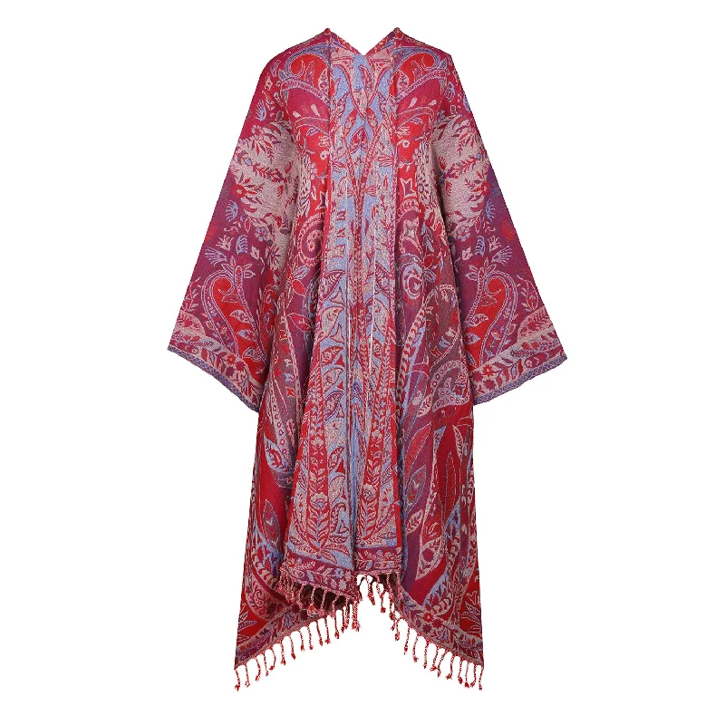 Scarlet Pimpernel Paisley Boiled Wool Kimono Coat