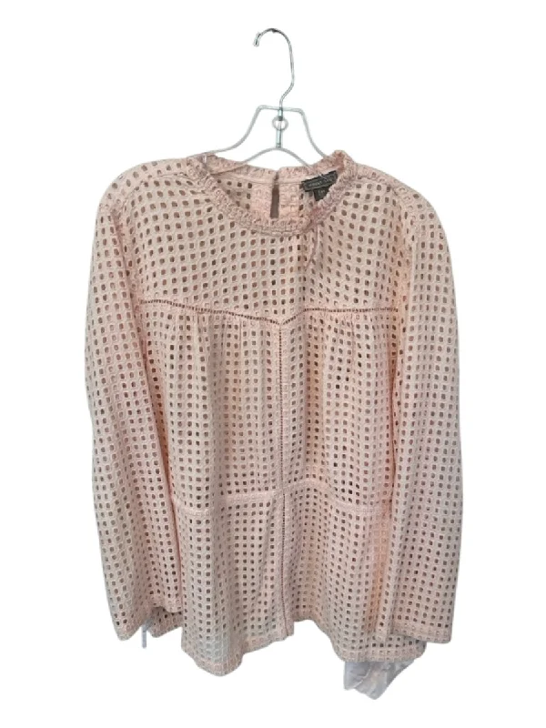 Point Sur Size 14T Peach Cotton Long Sleeve Eyelet Top