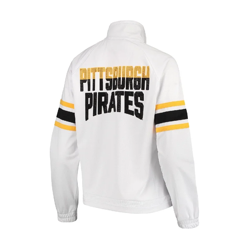 G-III Sports Womens Pittsburgh Pirates Track Jacket Sweatshirt, White, Medium