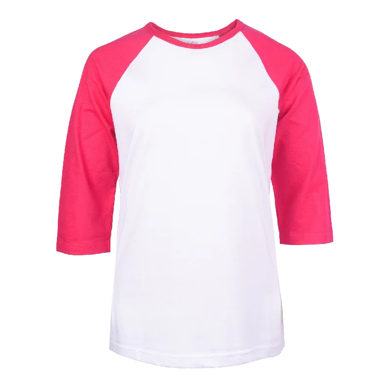 COTTONBELL LADIES BASEBALL TEE (LBT001C_WH/H.PK)