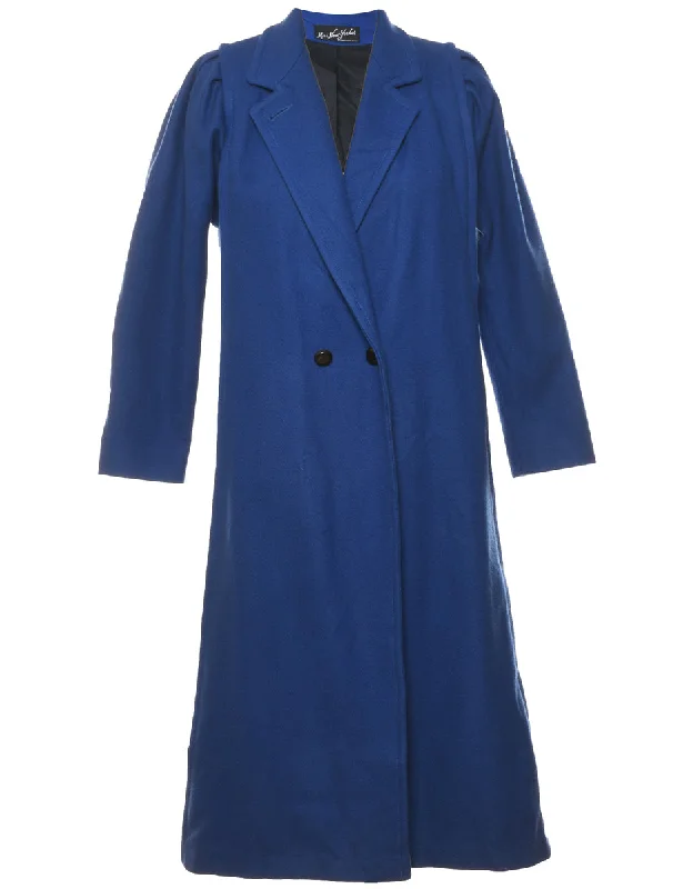 Blue Classic Wool Coat - L