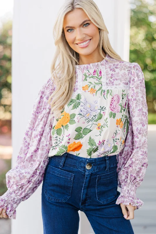 Let's Be Clear Cream Floral Blouse