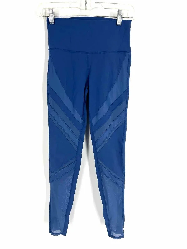 Alo Size S Blue Paneled Mesh Activewear Leggings