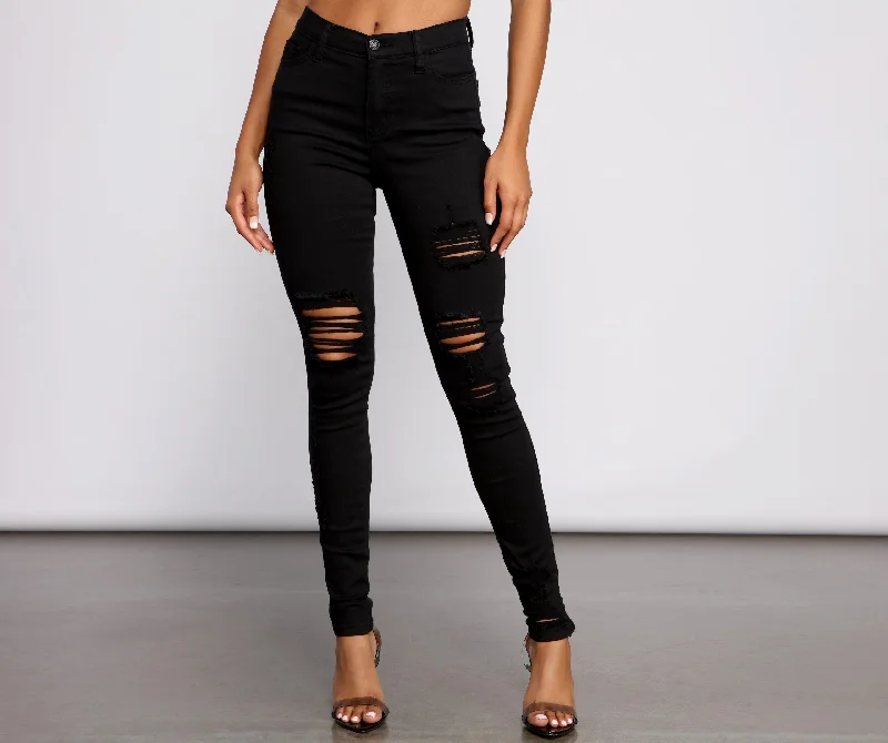 The Classic High Rise Destructed Skinny Jeans