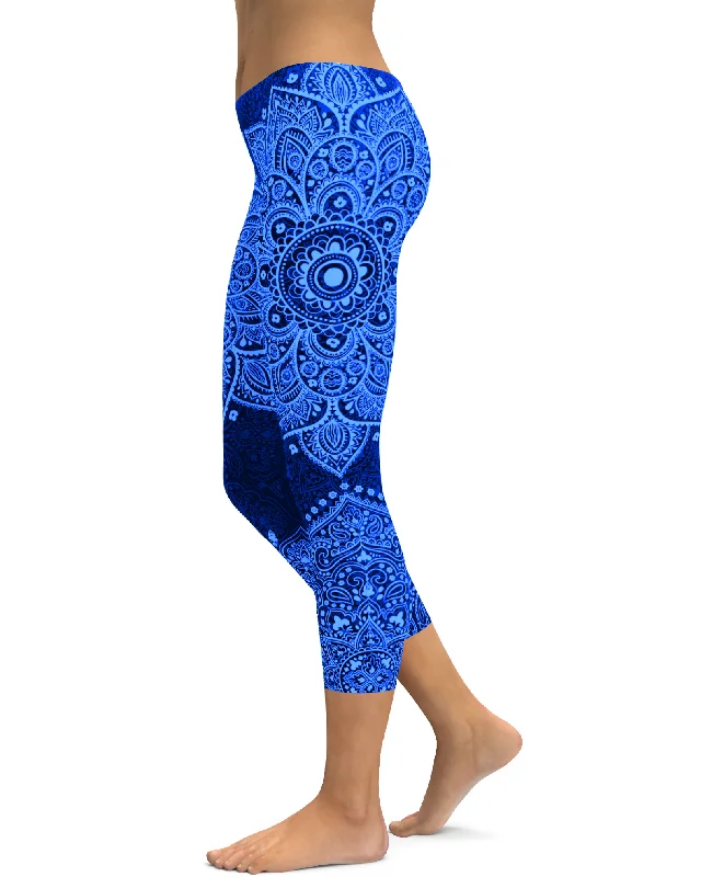 Navy and Light Blue Mandala Capris