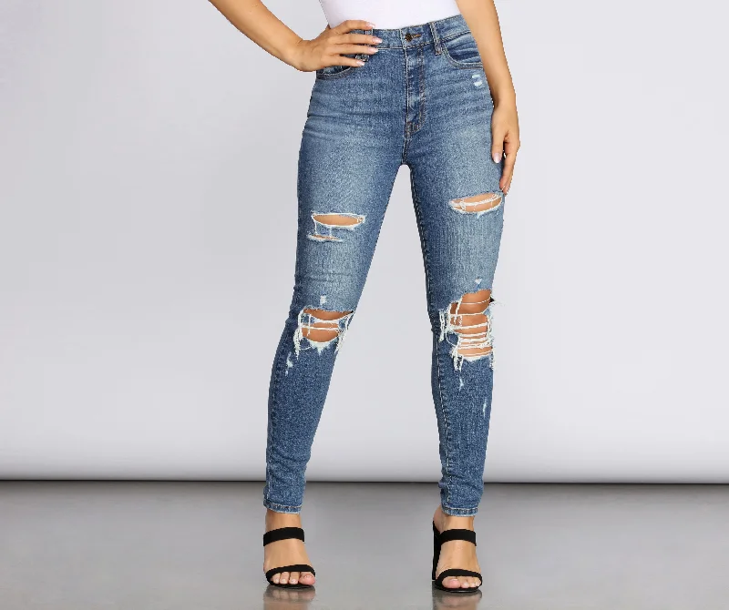 Bella High Rise Destructed Skinny Jeans