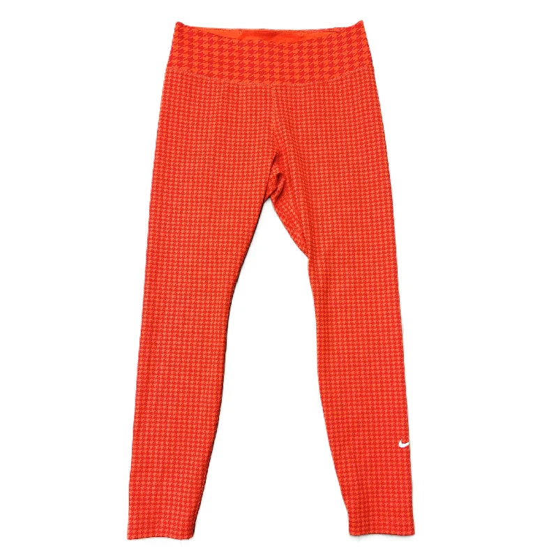 Athletic Leggings By Nike Apparel In Orange & Red, Size: M