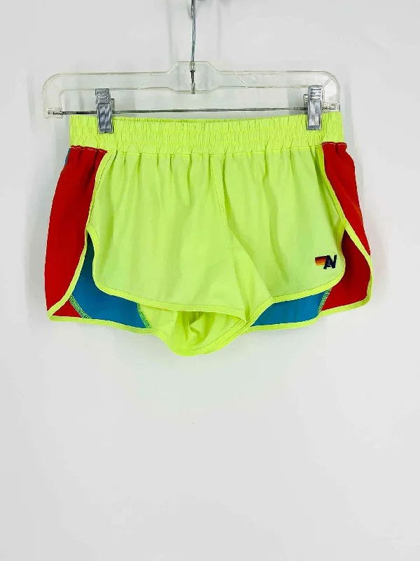 Aviator Nation Size S Lime/Orange Color Block AS IS Activewear Shorts