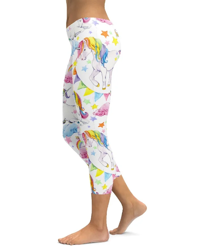 Watercolor Unicorn Capris