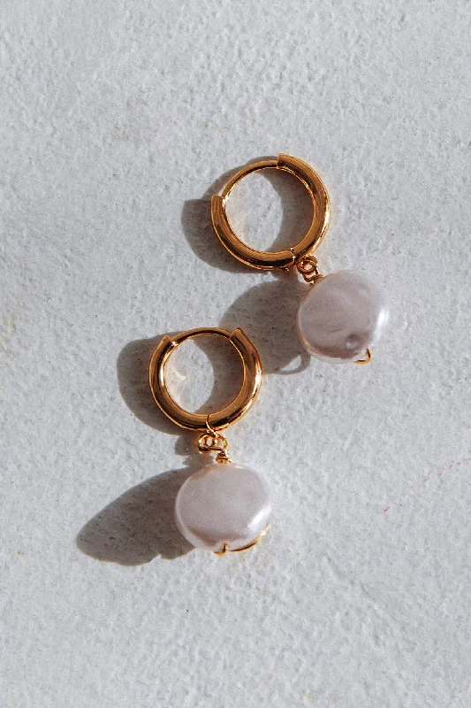 Sophia Swirl Pearl Earrings Gold