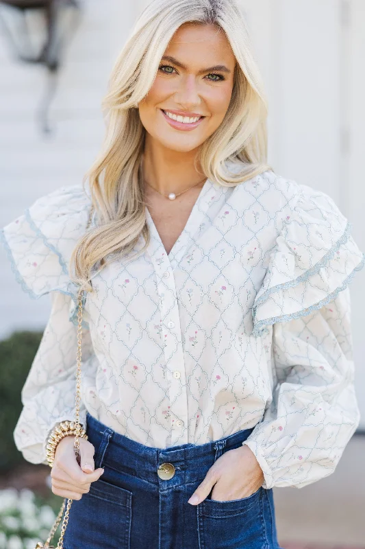 The Rendezvous Cream Medallion Blouse