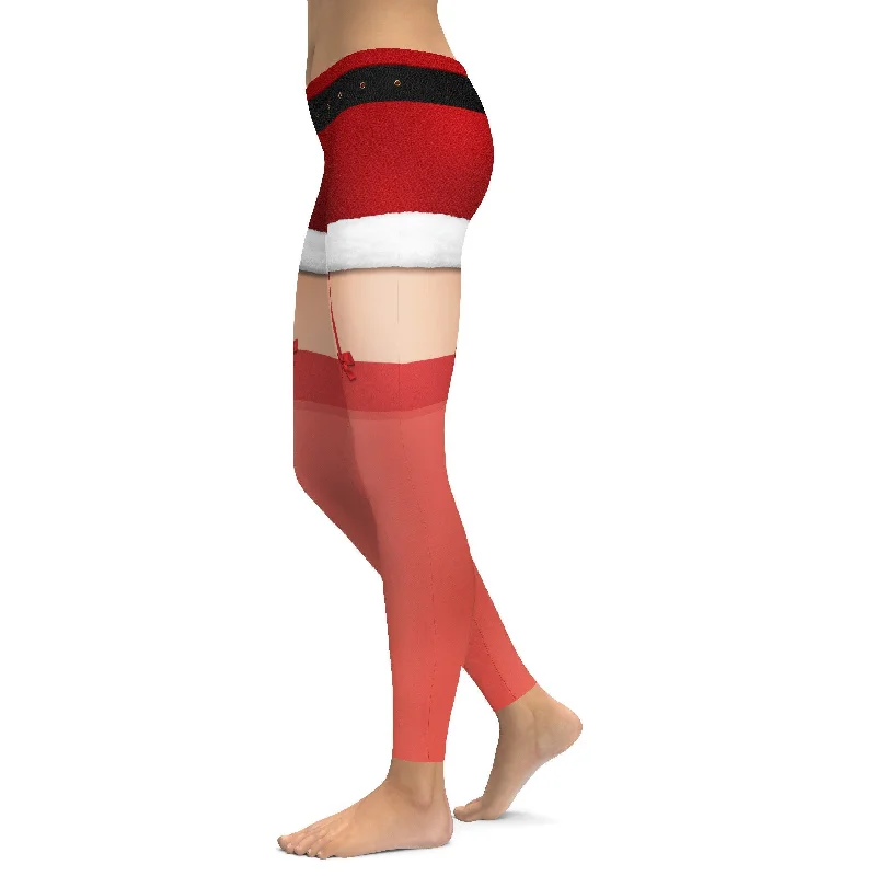 Christmas Shorts with Red Stockings Leggings