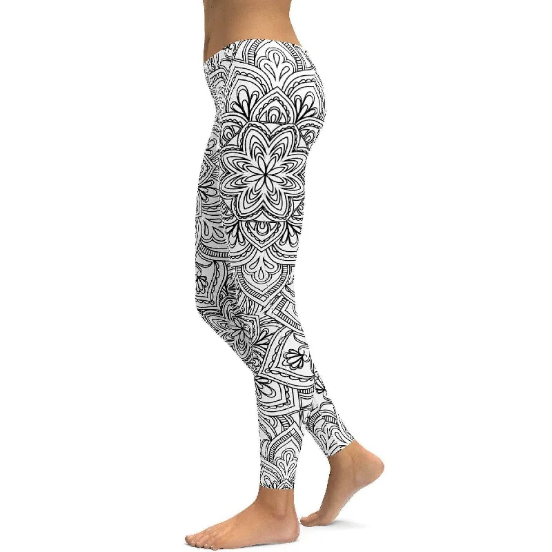 White & Black Mandala Leggings