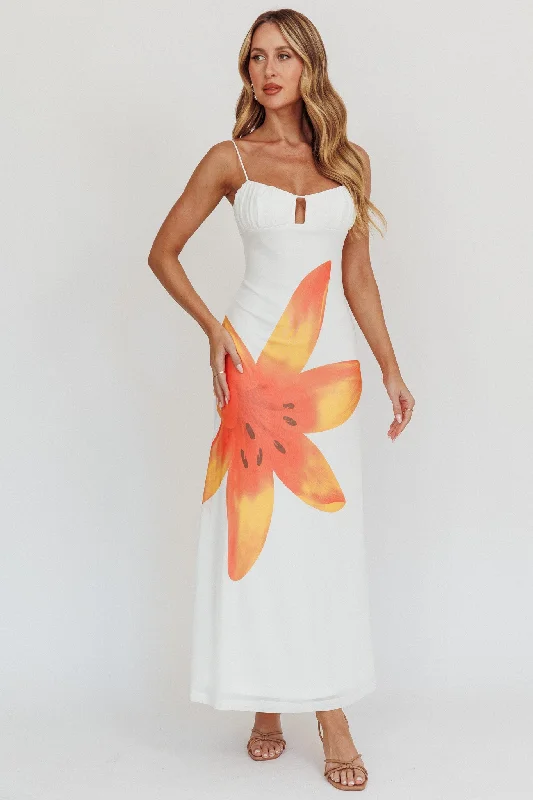 Kailua Floral Print Maxi Dress White