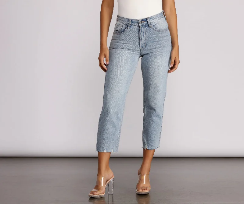 High Waist Cropped Denim Jeans