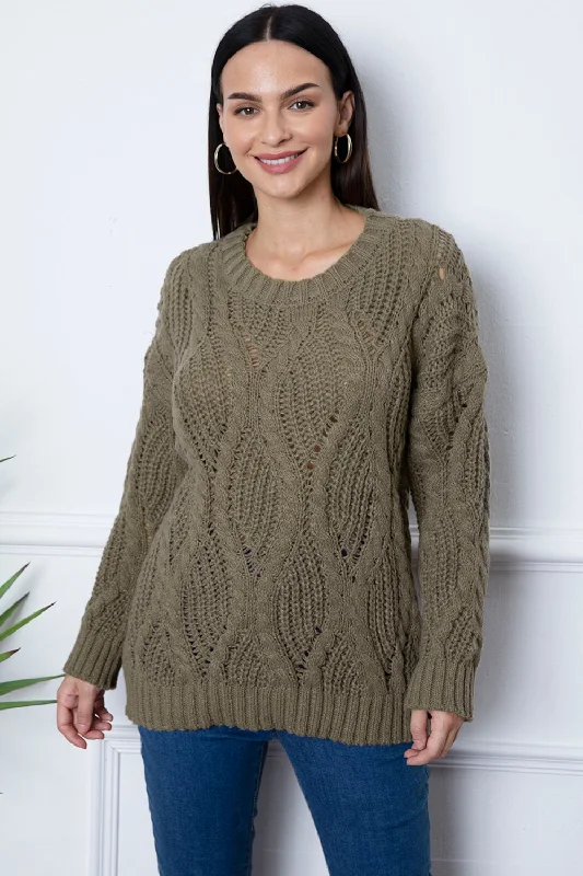 Round Neck Dropped Shoulder Sweater