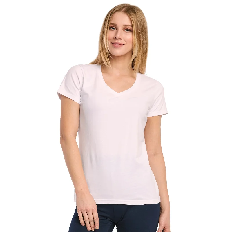 SOFRA LADIES CLASSIC FIT V NECK T-SHIRT (TV021_WHITE)