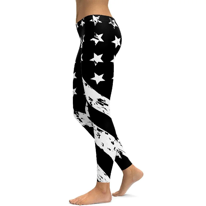 Black & White American Flag Leggings