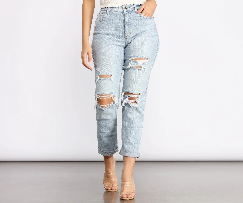 Rocky High Rise Destructed Boyfriend Jeans