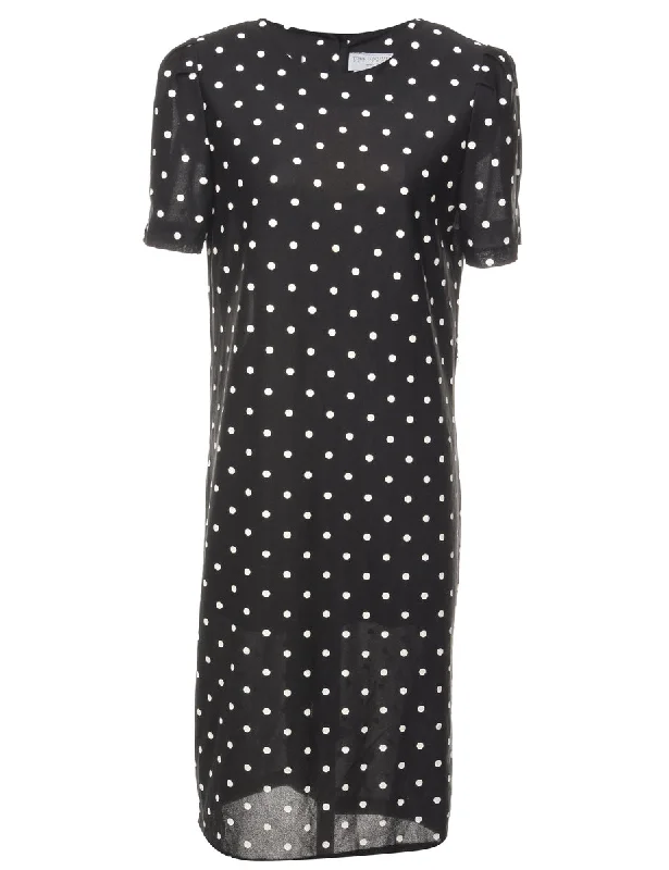 Polka Dots Black Dress - M