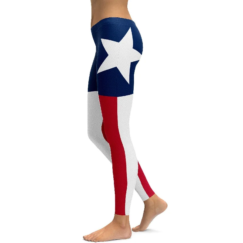 Faux Carbon Texas Flag Leggings