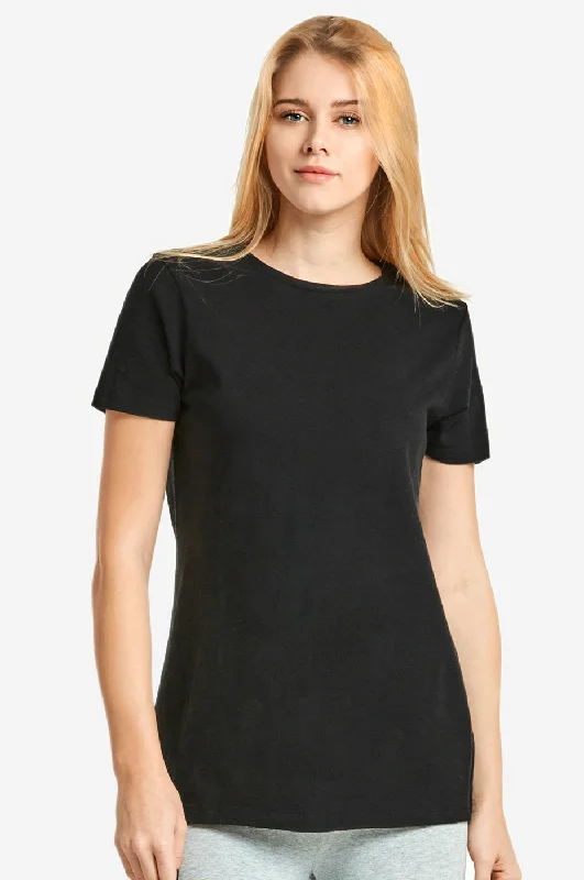 SOFRA LADIES CLASSIC FIT CREW NECK T-SHIRT (TR021_BLACK)