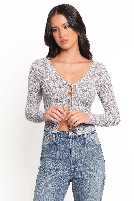 Tamsie Cardigan Top - Light Grey