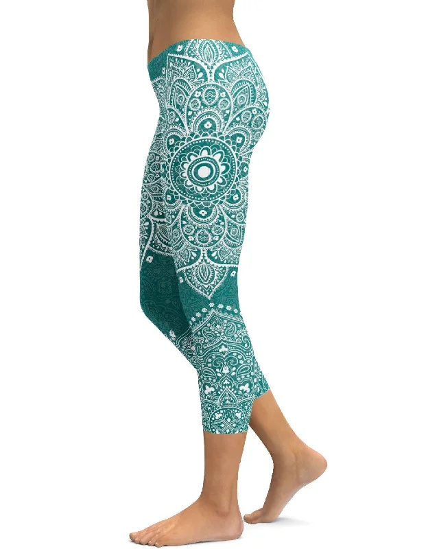 Teal Mandala Capris