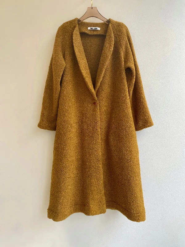 Ochre Wool Duster w/ Caramel Button Closure