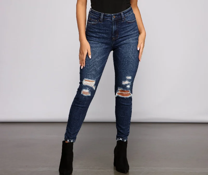 So Extra High Rise Destructed Skinny Jeans