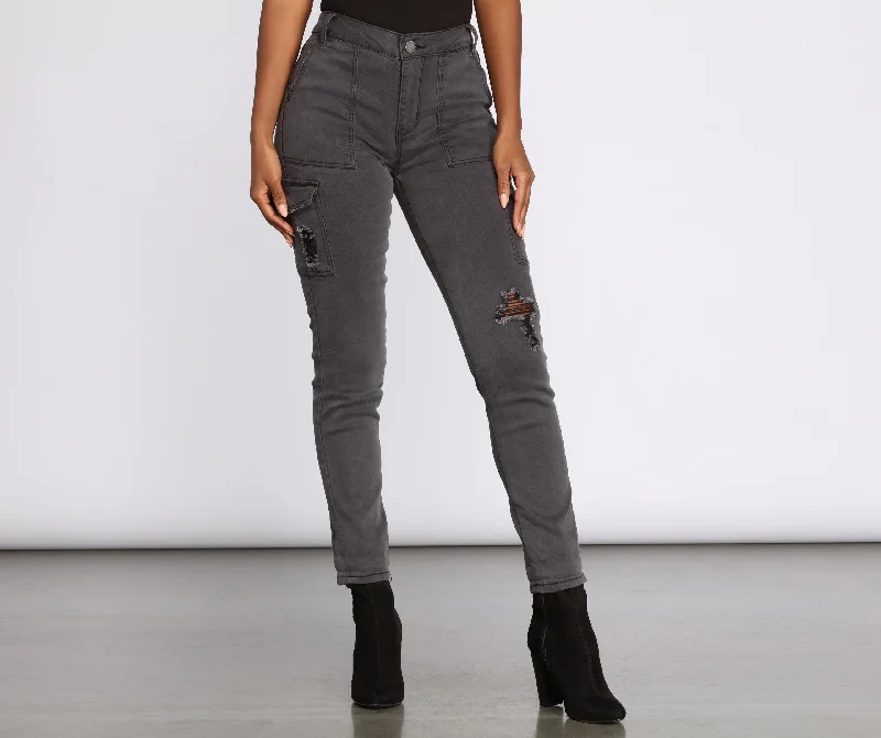 High Rise Skinny Cargo Pants