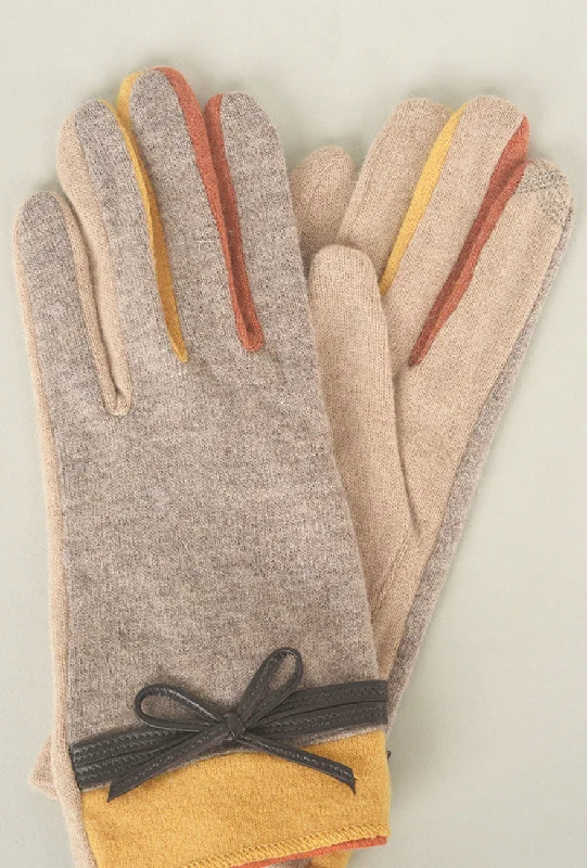 Bow Detail Knit Wool/Cashmere Glove, Vison