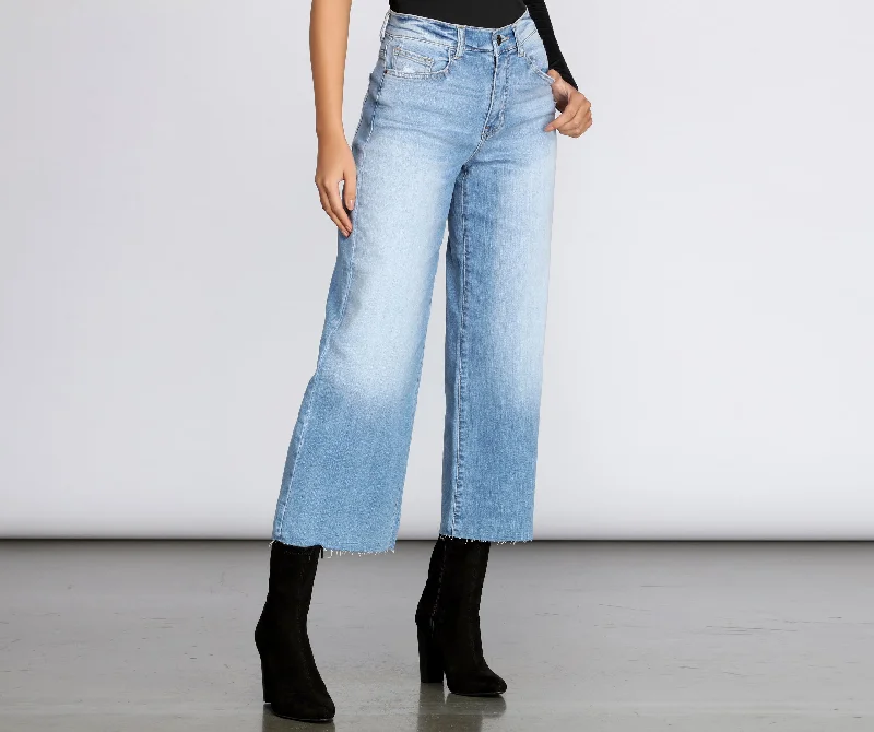 High Rise Wide Leg Crop Jeans