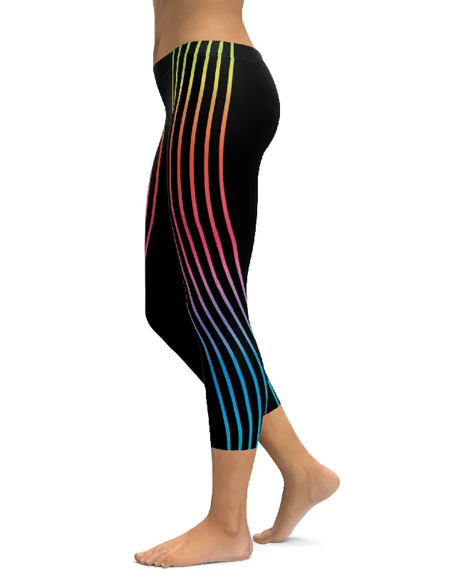 Vertical Neon Stripes Capris