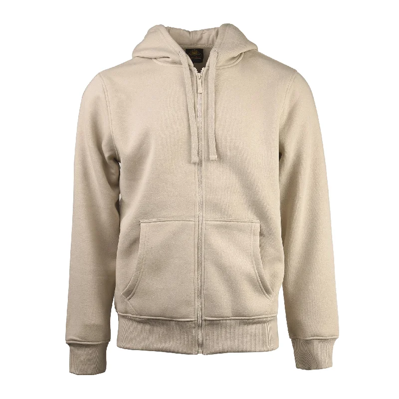 KNOCKER MEN'S HEAVY WEIGHT FLEECE ZIPPER HOODIE JACKET (HD2000_BEIGE)