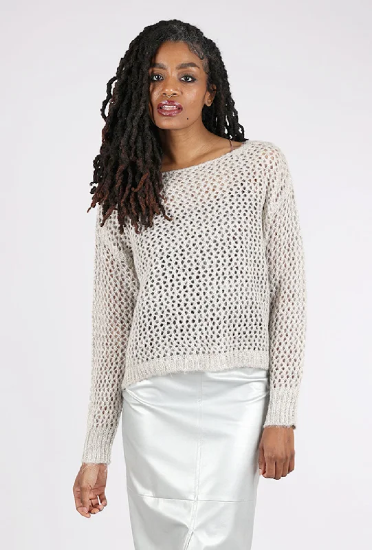 Metallic Net Pullover, Champagne