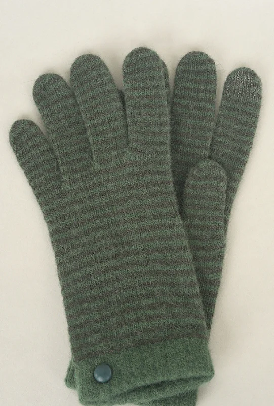 Striped Wool & Angora Knit Gloves, Pino