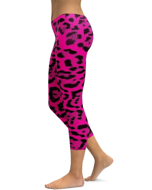 Pink Leopard Skin Capris