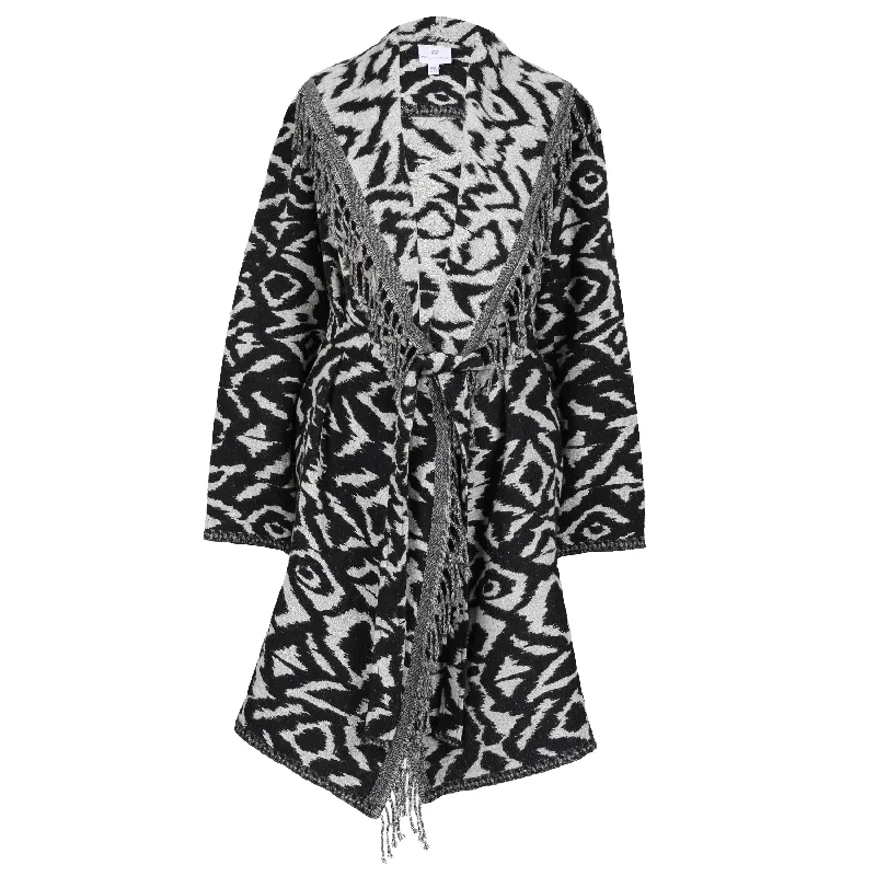 Zebra Belted Boiled Wool Coat