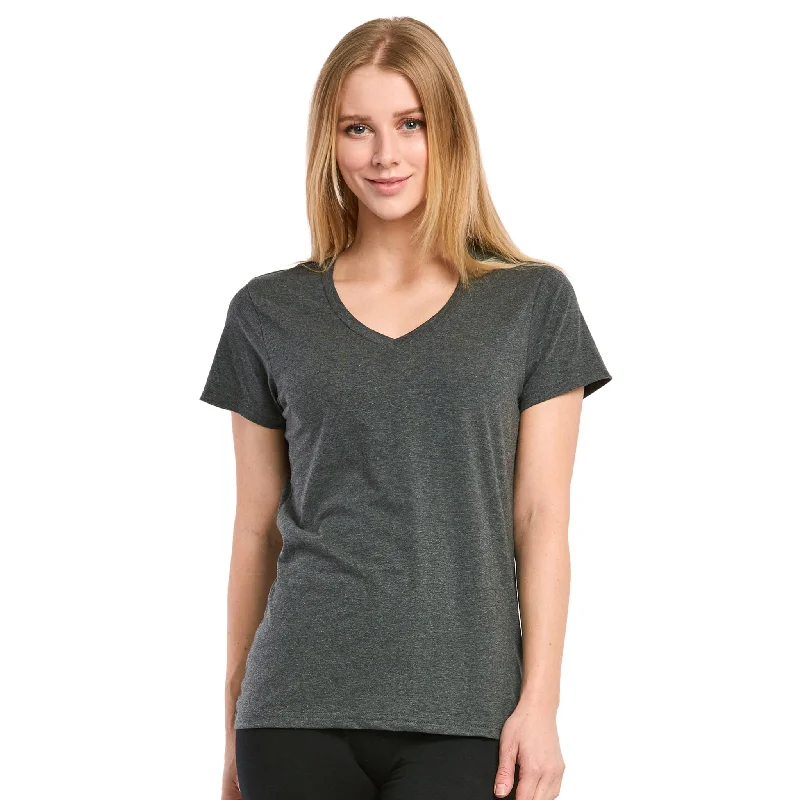 SOFRA LADIES CLASSIC FIT V NECK T-SHIRT (TV021_CHC/GR)