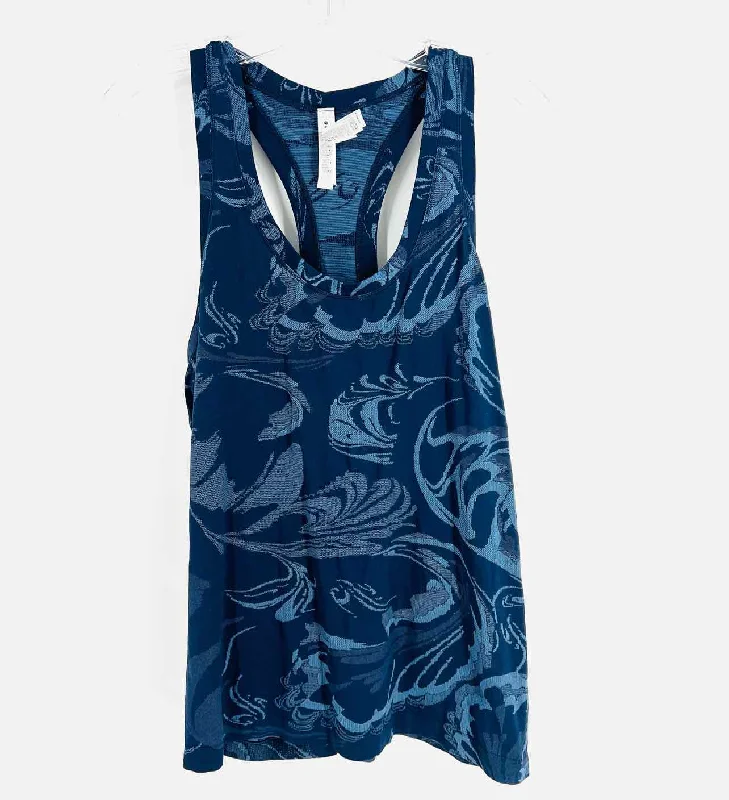 Athleta Size XL Navy/Blue Print Activewear Top-Sleeveless