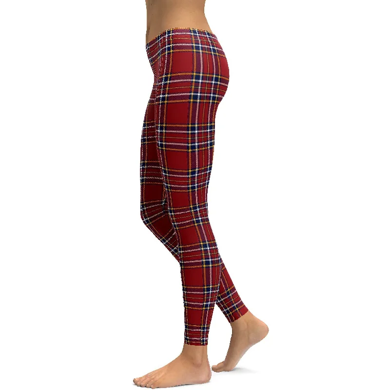 Deep Red Tartan Leggings